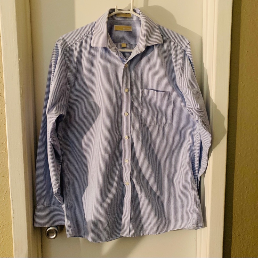 Michael Kors Long Sleve Blue & White Striped Shirt